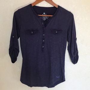 Kuhl Cotton Henley Shirt. EUC. Purple.
